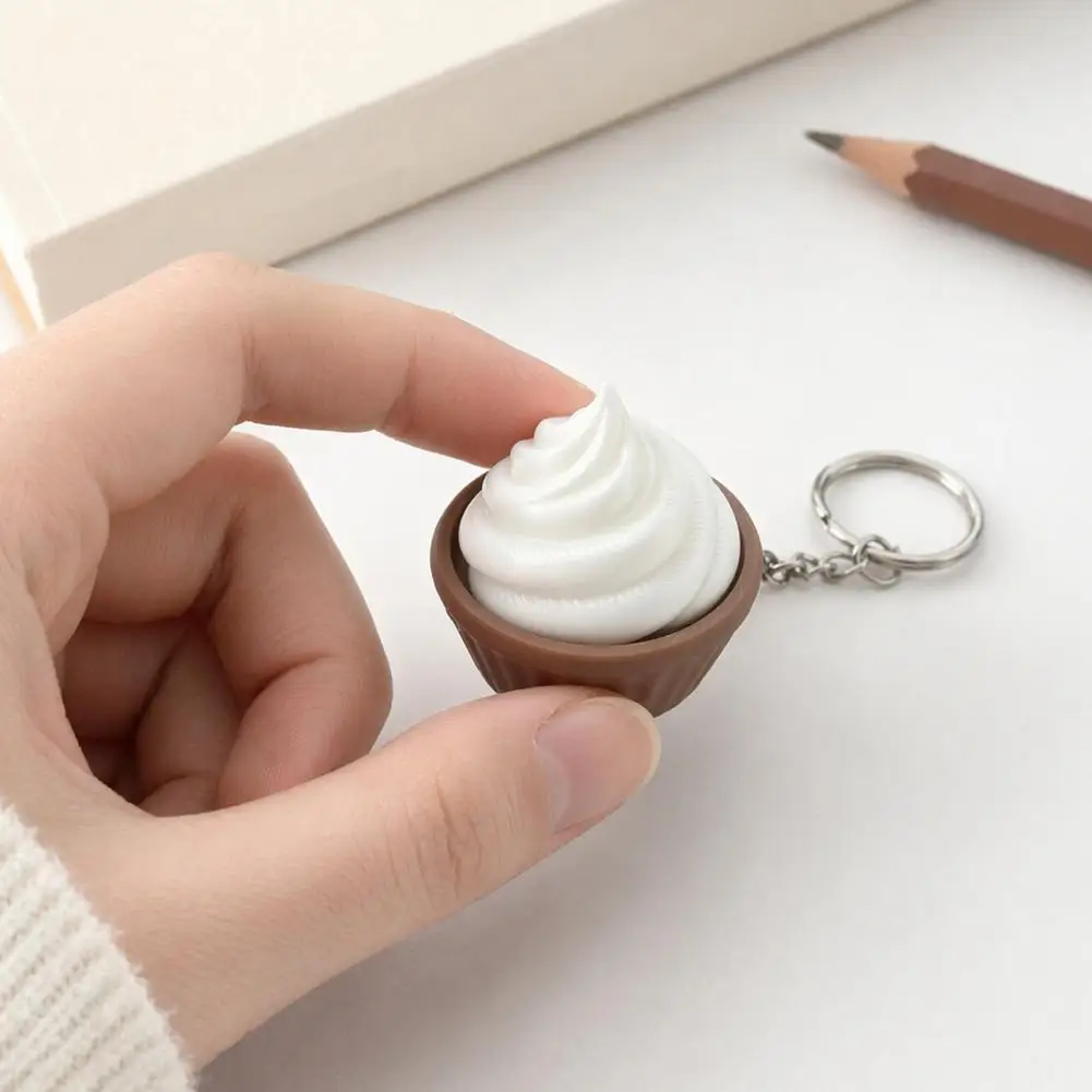 Metal Key Ring Keychain 3d Printed Cake Fidget Keychain with Metal Ring Detachable Squeeze Toy Stress Reliever Cute for Backpack