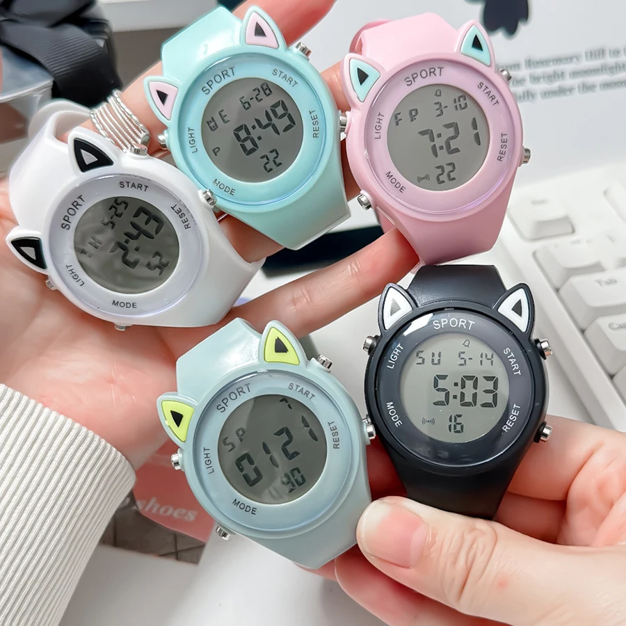 Relógio infantil com pulseira, à prova d'água, digital, esportivo, eletrônico, para meninas, meninos, estudantes, presente para crianças