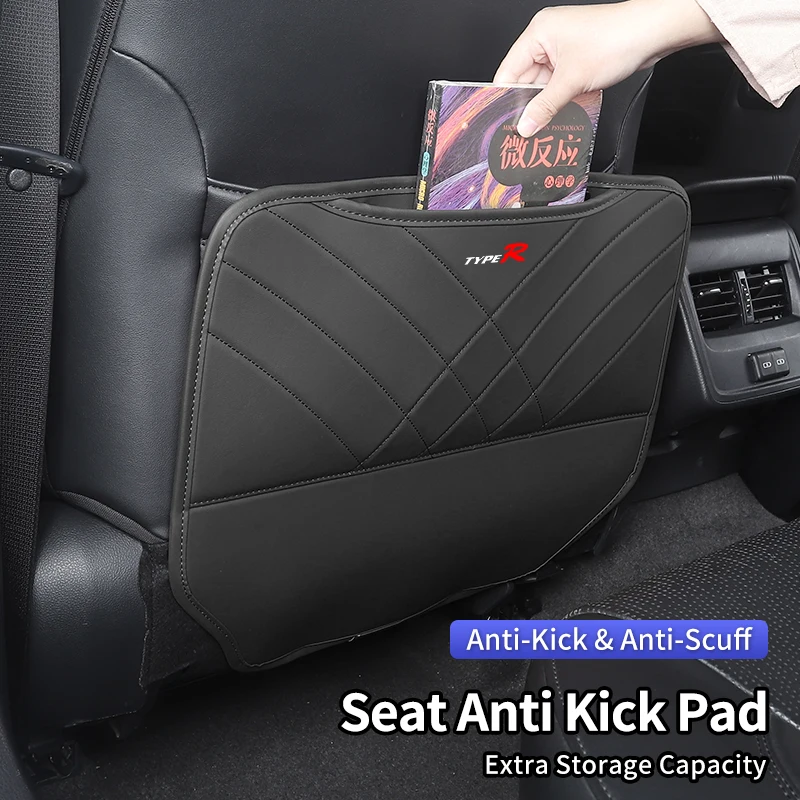 Car Seat Anti-Kick Pad Seatback Storage Bag Tools Organizer For Honda Type R Mugen Power Civic 4d 10th Gen 8th CRV City Accord H view 6