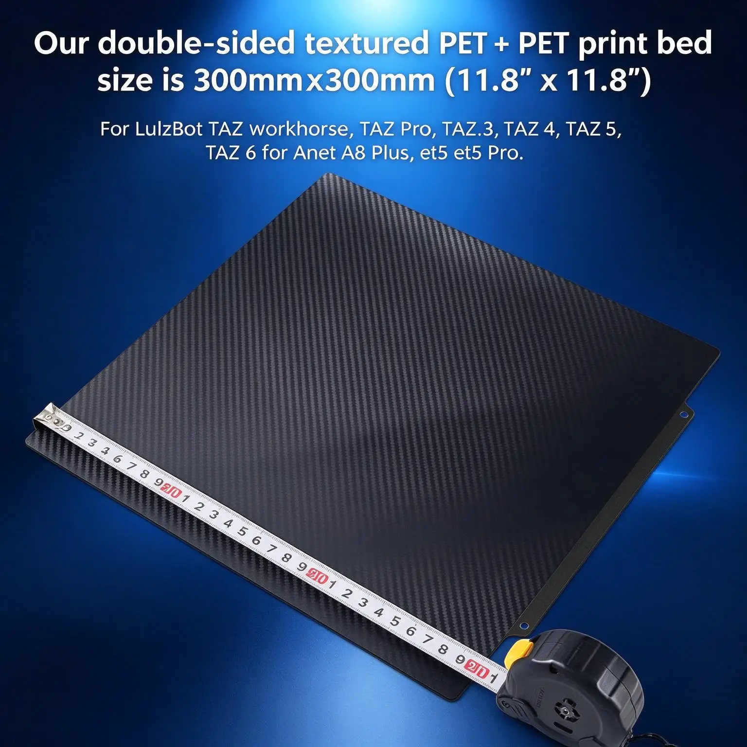 300x300mm Double Sided Magnetic Spring Steel Build Plate PET PEO PEI Heated Bed Sheet for LulzBot TAZ Anet A8 3D Printer