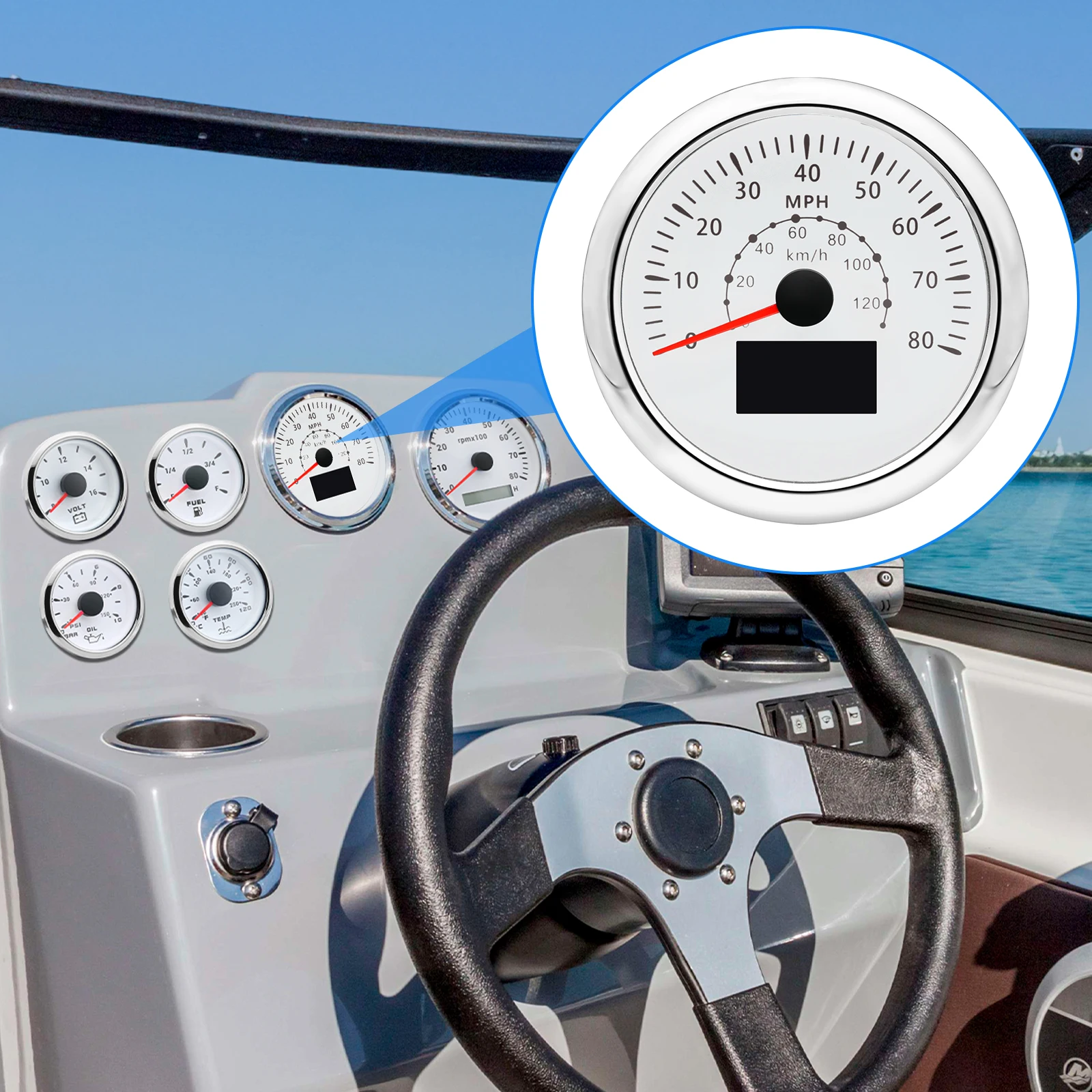 NEW 85mm 7 Color LED GPS Speedometer Odometer 0-120kmh 0-80MPH 0-160MPH Gauge 0-240KMH Boat Car Truck Motorcycle 12V/24V