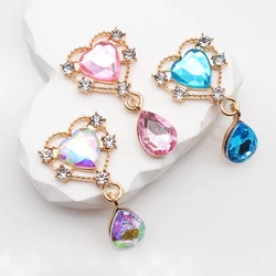 DIY 10pcs Gold Heart Shaped Acrylic Droplet Pendant Bridal Handheld Flower Bowknot Hairpin Decoration Accessories