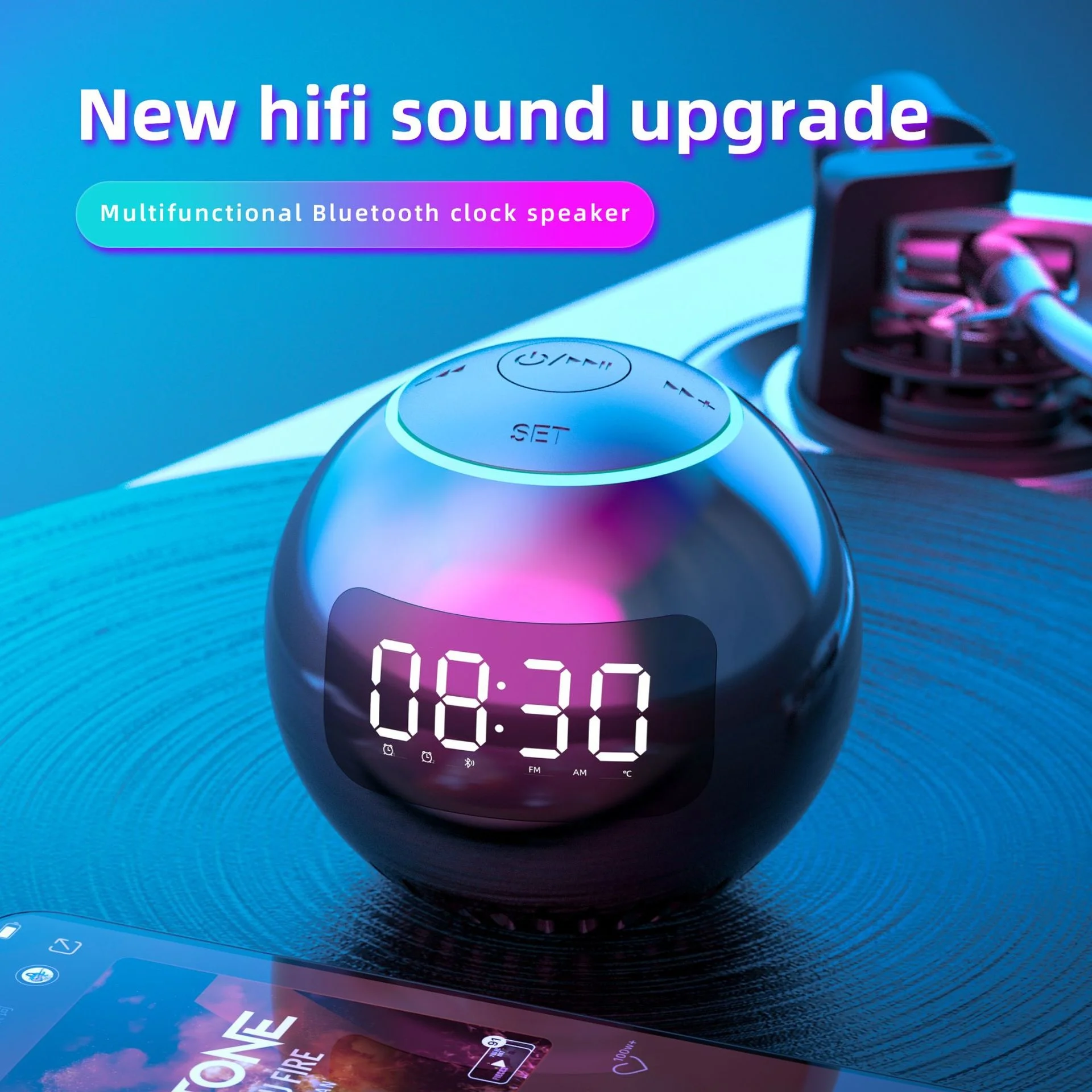 

Colorful Clock Bluetooth Speaker Portable Wireless Sound Box HiFi Stereo Surround TF Loundspeaker USB Sports Outdoor Subwoofer