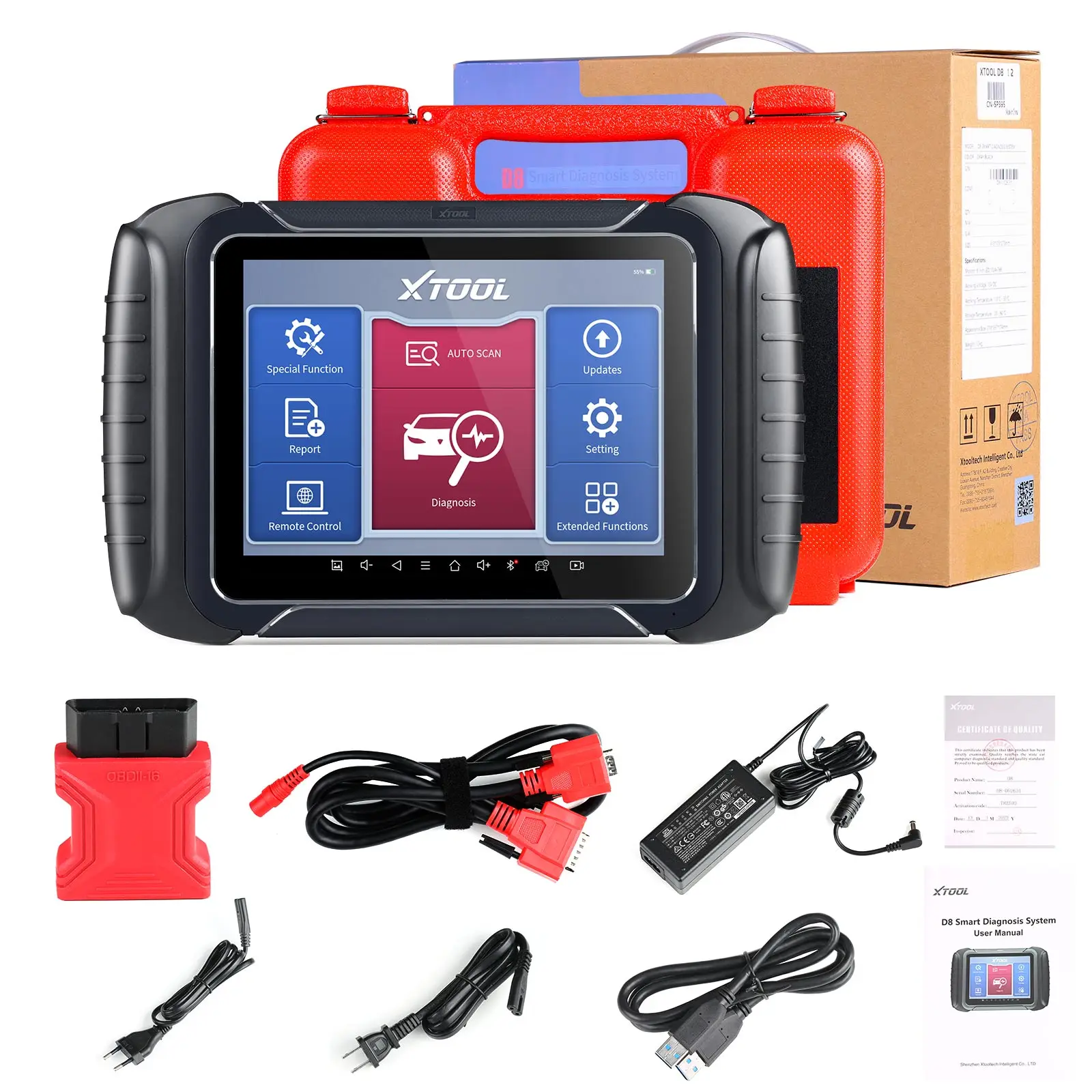 

XTOOL D8 OBD2 Diagnostic Scanner Automotive OBD Code Reader Professional Car Scan Tool 8 inch Scanner Support CAN FD