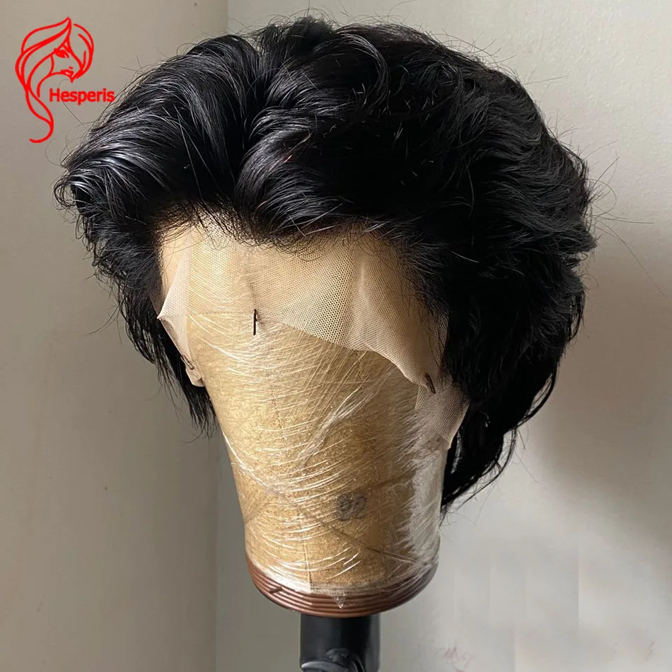 

Hesperis Full Lace Human Hair Boy Wigs Natural Color Brazilian RemyTransparent Lace Short Cut Pixie Wig For Men Pre Plucked