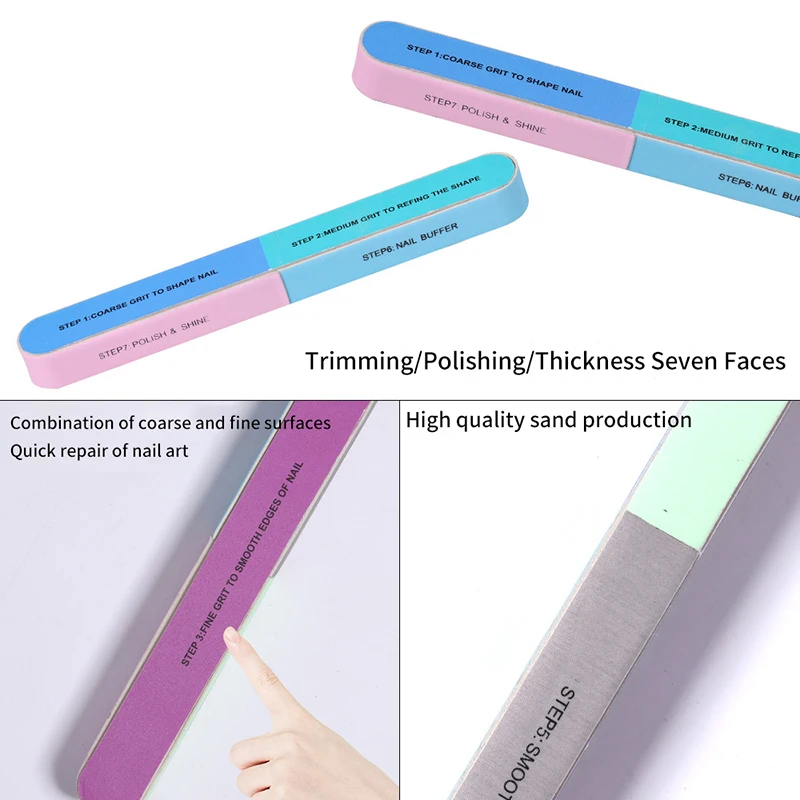 1 قطعة 6 الجانبين تلميع ملف الأظافر الرملي المهنية عازلة كتلة دائم باديكير التلميع البولندية ملف مسمار أداة فنية #1