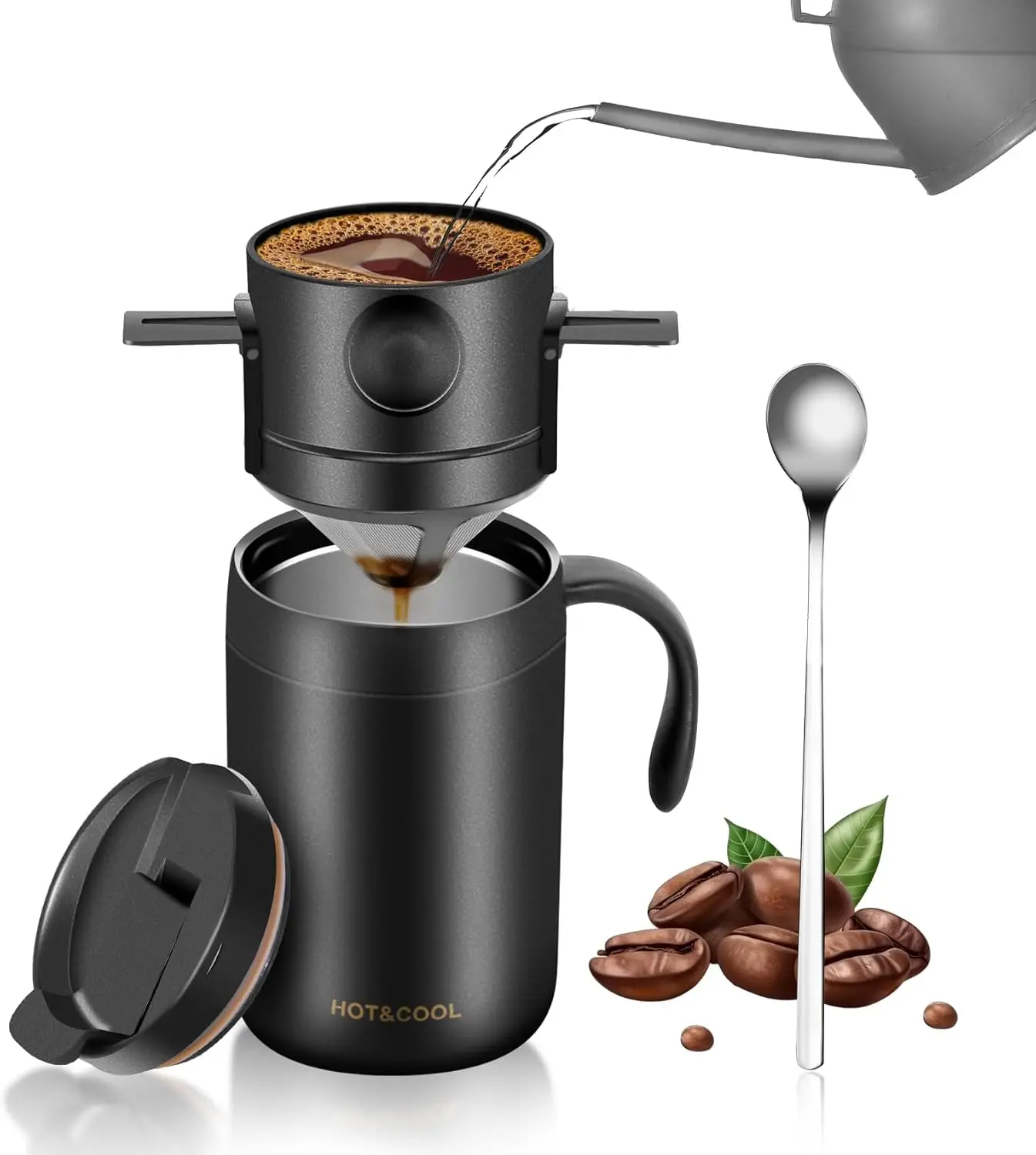 16OZ Camping Coffee Maker Pour Over Coffee Maker Set Camp Pour Over Set Coffee Kit for Travel Camping Offices  Backpacking