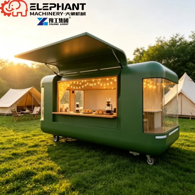Compact Beverage Food Van, Mobile Food Truck With Coffee Machine and Display Shelves For Street Commercial Vending