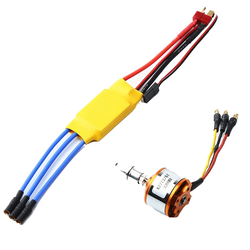 1Set 2200Kv 30A Motor Speed Controller Yellow For Remote Control Drone Multi-Rotor Brushless Outer Rotor Motor