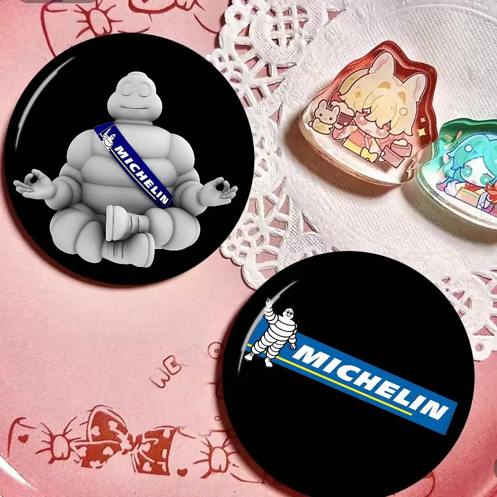 M-Michelins 32/44/58mm Round Cartoon Brooches Handmade Pins for Backpack Jewelry Accessories Gifts Creative Badge
