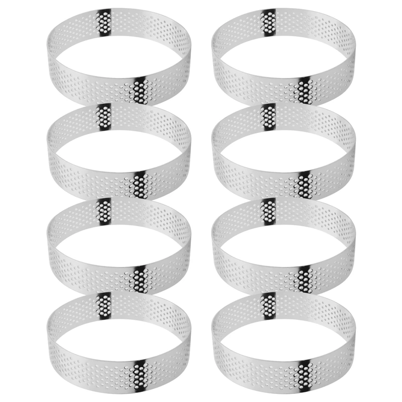 8Pcs 8cm Formy do tartet ze stali nierdzewnej French Dessert Mousse Fruit Pie Tart Ring Quiche Cake Mold