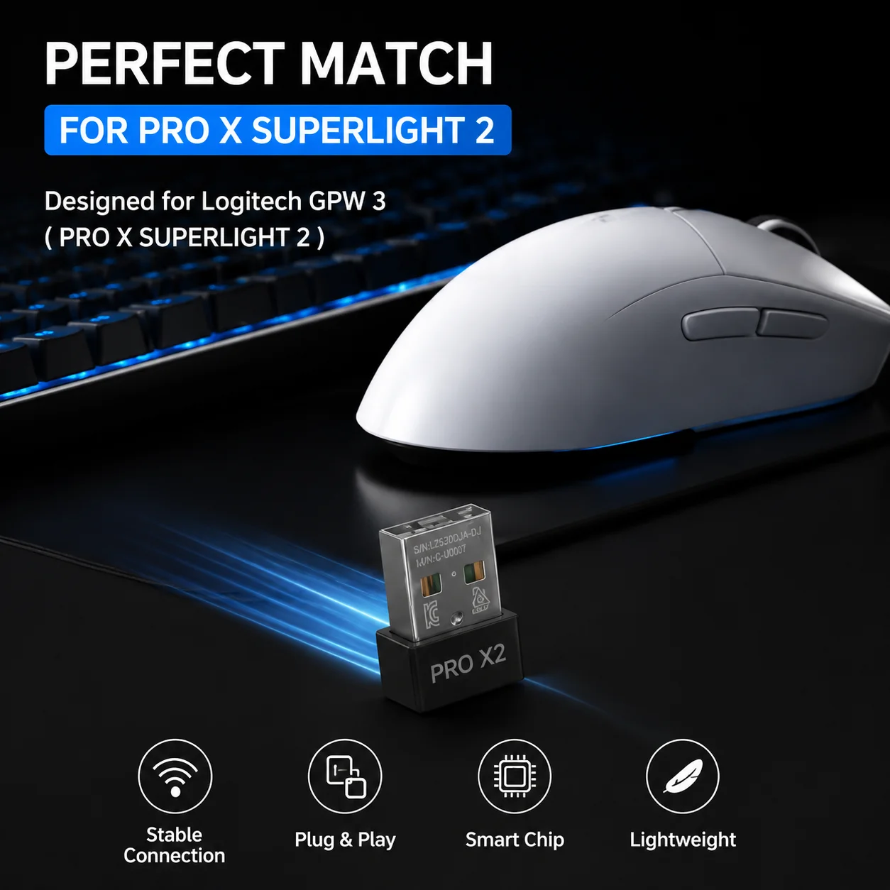 USB Receiver 8000Hz Ready/1000Hz Ready For Logitech GPW G Pro X Superlight 2 Mouse Wireless Dongle Adapter