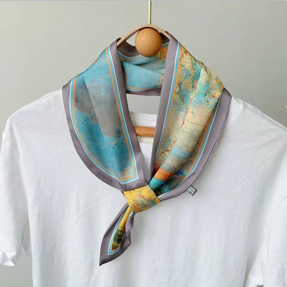 Fashion Sunscreen Silk Scarf Snap Fastener Thin Bib Neck Warmer Neck Cover Spring Autumn