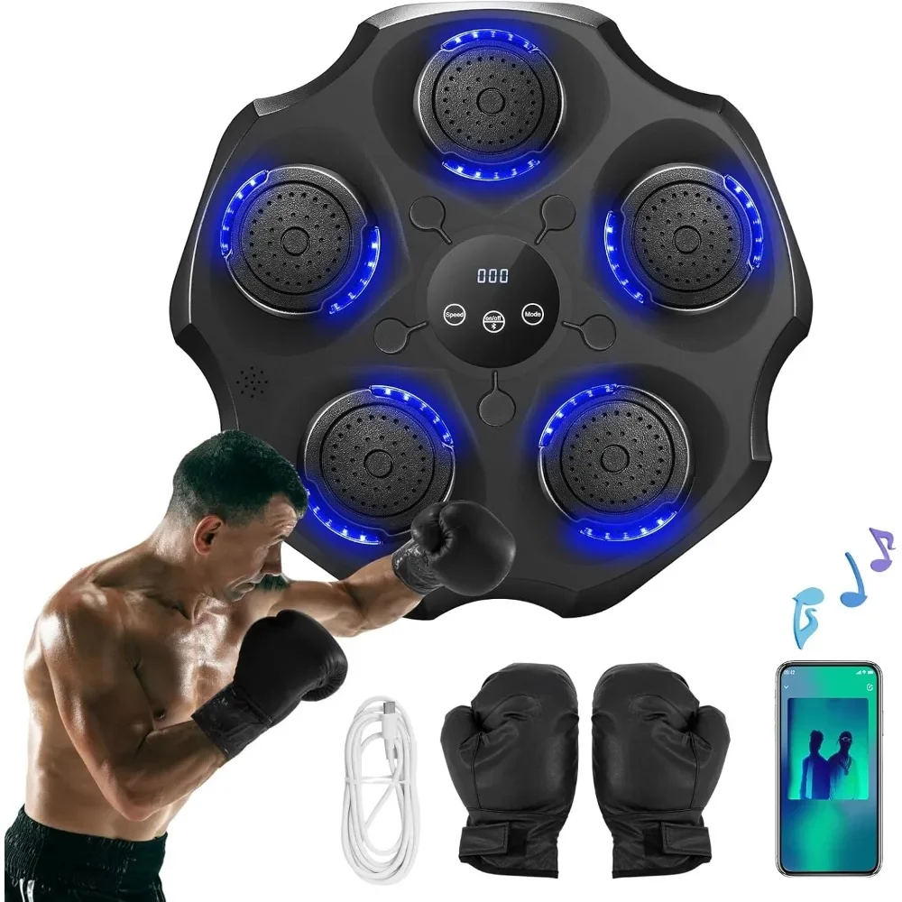 Music Boxing Machine, with LED Display Screen & Adjustable Boxing Sound Effects Punching Boxer Wall Mounted Training Equipment