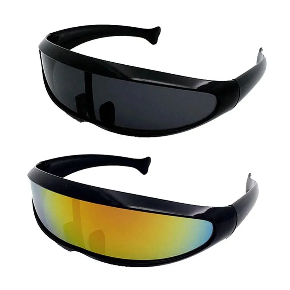 Futuristische schmale Sonnenbrille, galvanisierte Spiegelbrille, UV400-Laserbrille, Sci-Fi, silberfarben, reflektierend, Unisex, geometrischer Rahmen ​ – Detail 2
