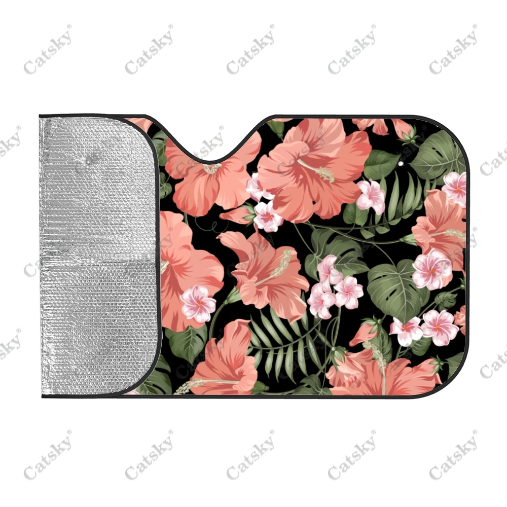 Tropical Blooming Hibiscus Car Windshield Sunshade, Front Auto Car Windshield Sun Shade Blocks Uv Rays Sun Visor Protector