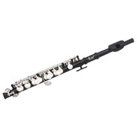 Piccolo Flute C Key Black Half-size Flute Instrument with Case Cleaning Cloth Silver Plated Keys Cupronickel Piccolo Instrument