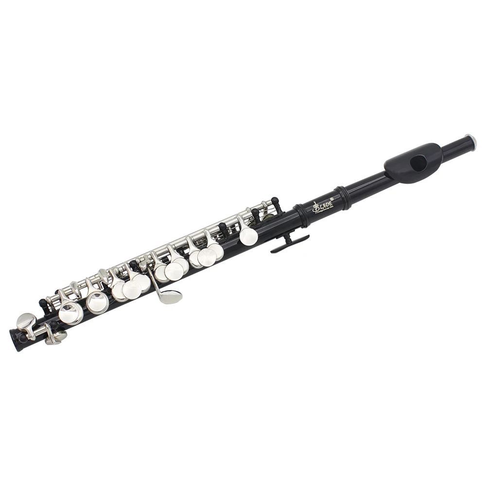 Piccolo Flute C Key Black  Half-size Flute Instrument with Case Cleaning Cloth Silver Plated Keys Cupronickel Piccolo Instrument