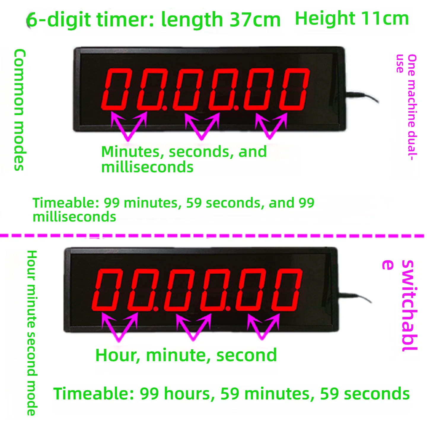 Competition Timer Countdown Stopwatch Counter LED 6-digit Digital Display with Remote Control Training Special