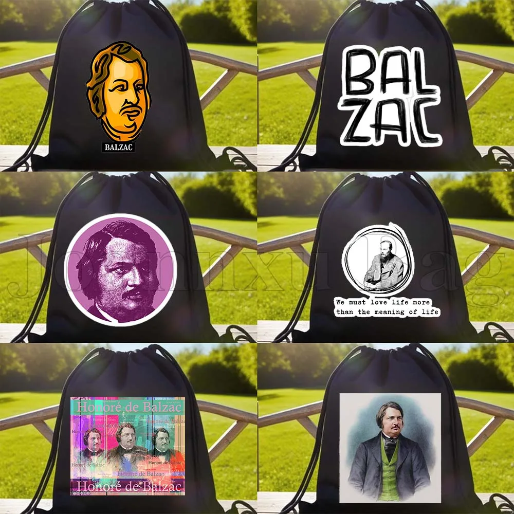 

Сумка-мешок BALZAC с портретным рисунком для книголюбов, рюкзак для футбола, спортивная сумка для тренажерного зала, подарочная сумка-мешок для занятий спортом, походов, йоги