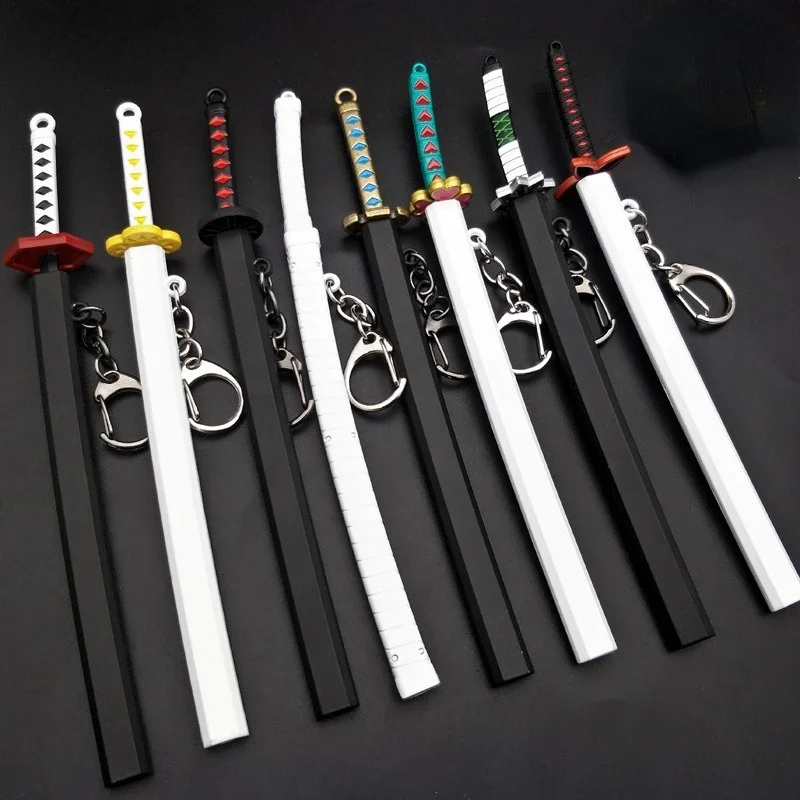 Anime Demon Slayer Cartoon Nichirin Sword Keychain Kimetsu No Yaiba Keychain Backpack Pendant Nezuko Zenitsu Tanjirou Key Chain