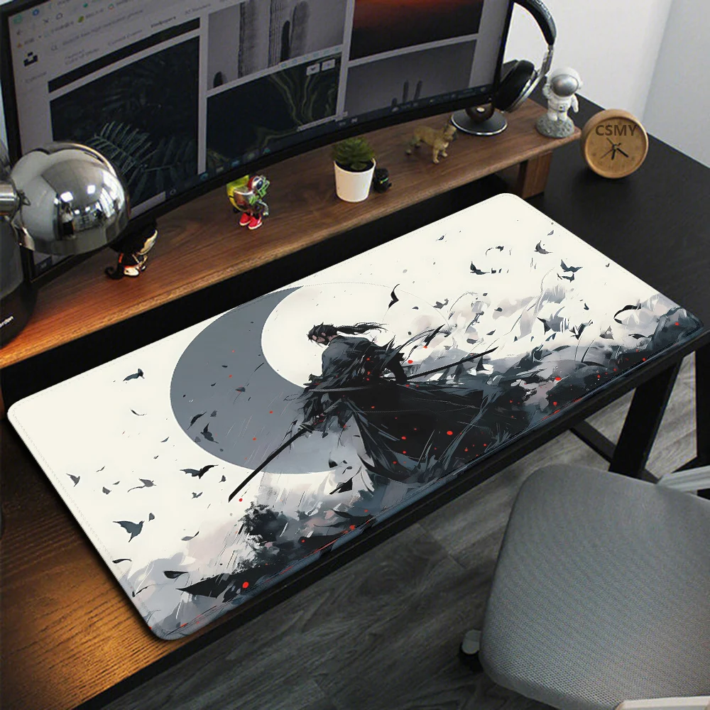 Mousepad Gamer Gaming Pad Samurai Mouse Mat Non-slip Pads Rubber Anime Keyboard Laptops Pc Extended Deskmat Large Mause Mats