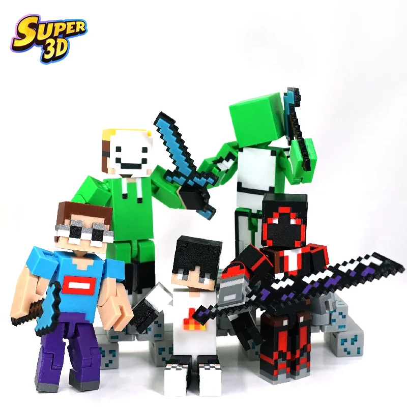 Super 3D 3D-gedruckte Figur der gesamten HIM Steve Square Man Serie – Sammlermodell mit Gelenken, ideales Geschenk für Spielefans