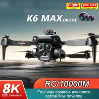 Dron profesional K6 Max 8K, cuadricóptero con GPS, tres cámaras HD, gran angular, flujo óptico, cuatro vías, evitación de obstáculos, Juguetes