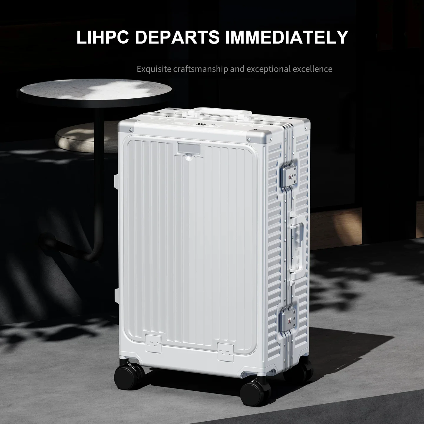 Multifunctional Front Opening Aluminum Frame Trolley Suitcase Combination Lock Carry‑on Travel Luggage for Men Women