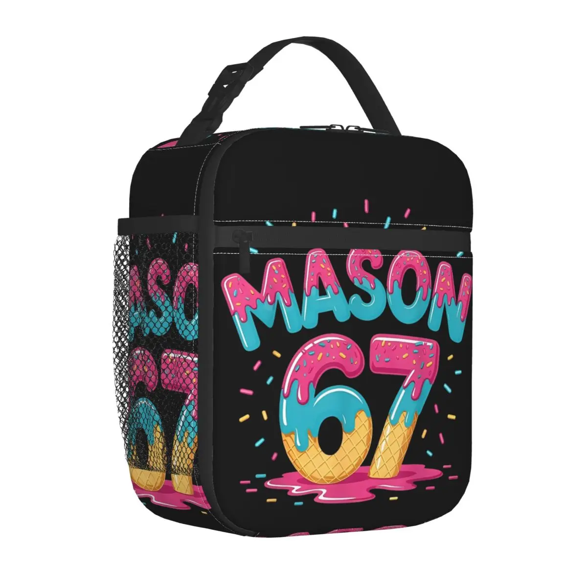 Six Seven Ice Cream Drip Sport 67 Fun Mason Meme Slang Insulated Lunch Bags Cooler Bag Tote Lunch Box Outdoor Bento Pouch