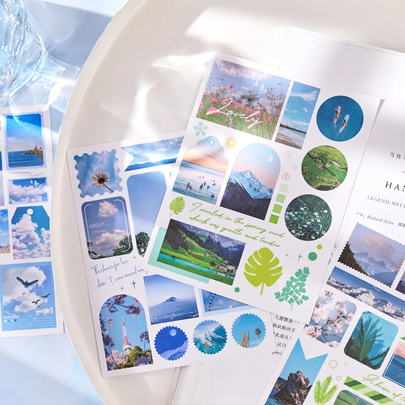 1book/30pcs Aesthetic Large Format No-repeat Sticker Book, Craft Supplies for Journal Lovers and Handcraft Enthusiasts