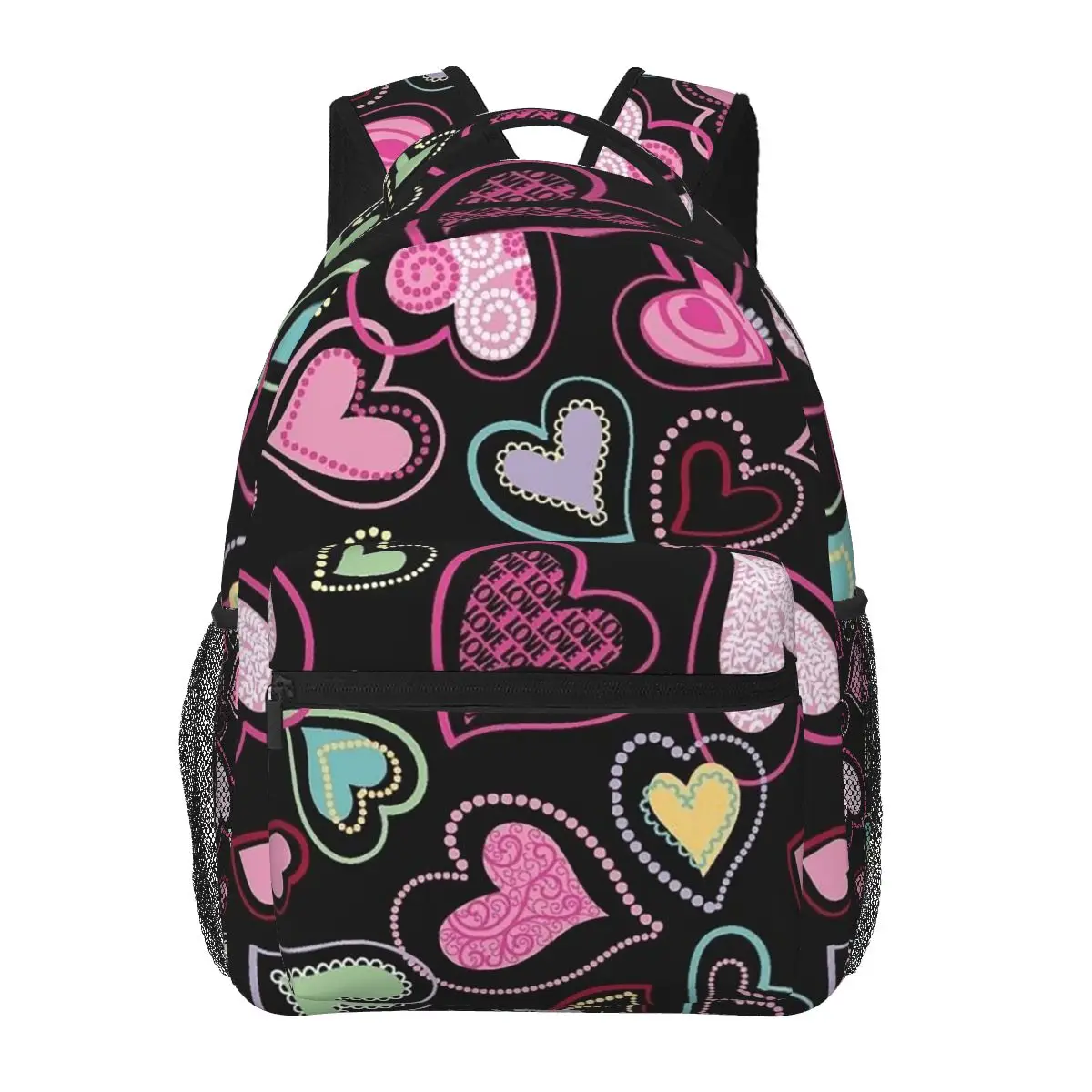 

Pink Heart Pattern Student Backpack School Bag Hiking Travel Daypack for Men Women Fashion Bookbag Shoulder Bags
