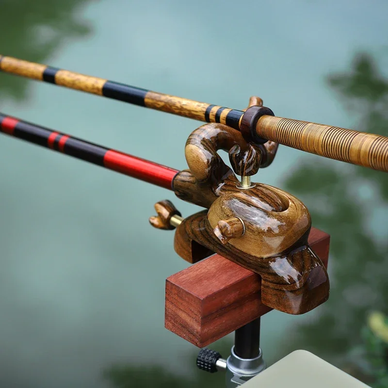 Fishing Rod Holder Adjustable Wooden Japanese-Style Fishing Asian element Accessories Bracket Fishing Rack Tool