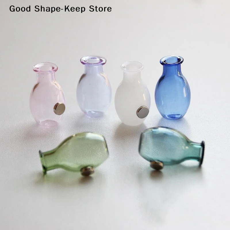 dailyMini Glass Vase Fridge Magnet Magnetic 3D Micro Landscape Plant Holder Creative Refrigerator Ornament for Home Office Decor