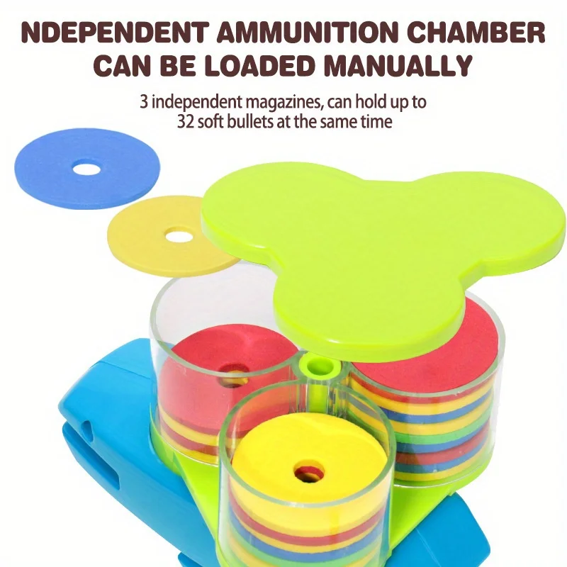 Piatti Palmare UFO Lanciatore di freccette in schiuma morbida - Pistole giocattolo colorate vibranti dai 3 anni in su, Batterie multigiocatore interattive genitore