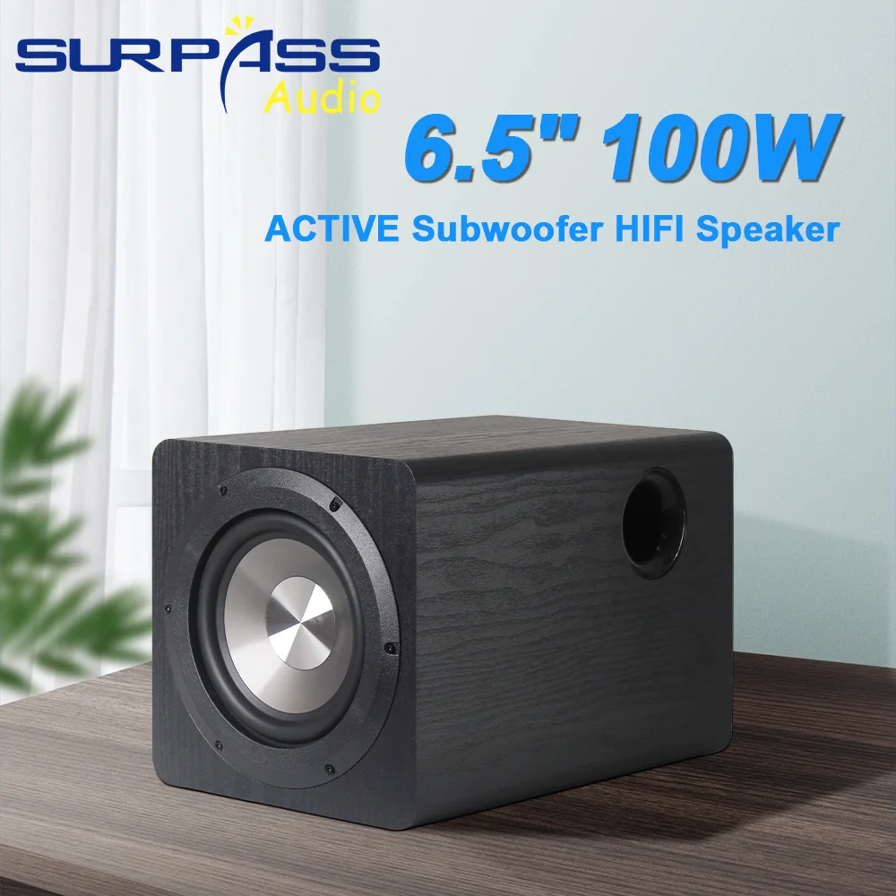 Active HIFI Subwoofer  6.5 Inch Woofer 100W Audio Speaker for Amplifier Home Theater Loudspeaker Stereo Strong Bass Music Player