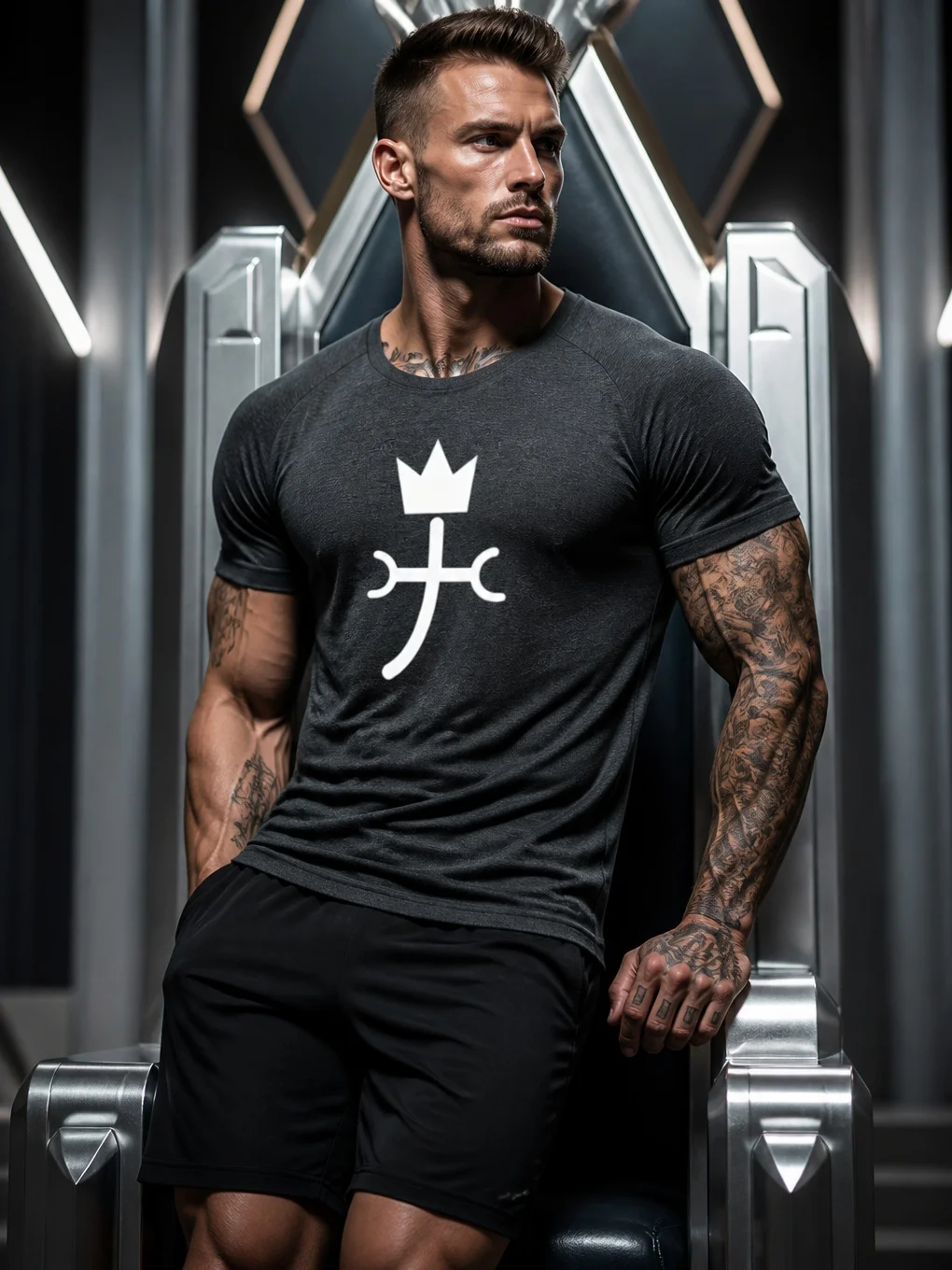 Crown Cross Embroidered Men's Microfiber T-Shirt, Anti-Spangling Mountain Climbing,Cycling, Outdoor Fitness,Men's Sports T-Shirt