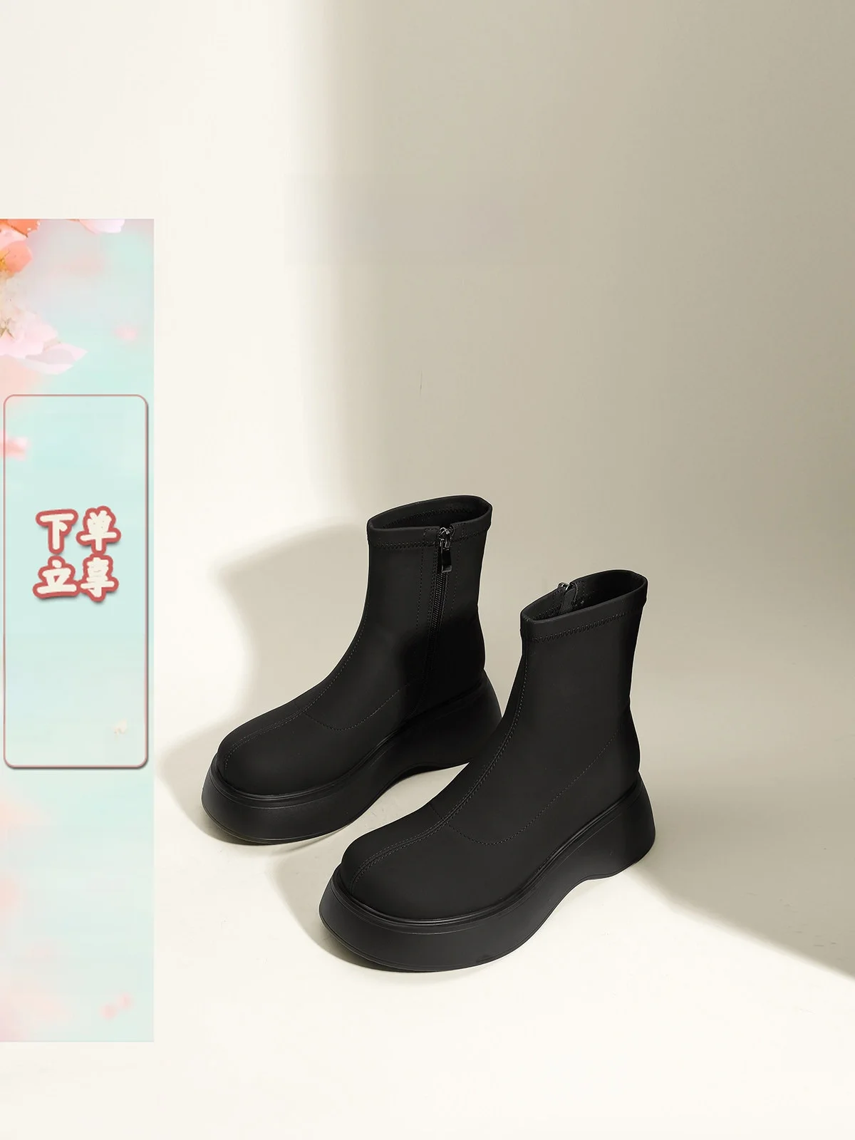 

ZHZG Morning Lady Retro Thi Bot Boots, женские утолщенные ботинки, универсальные модные ботинки, корейские водонепроницаемые ботинки Pl...
