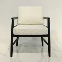 Nordic Style Black Ash Wood Boucle Dining Chair for Dining Room Restaurant