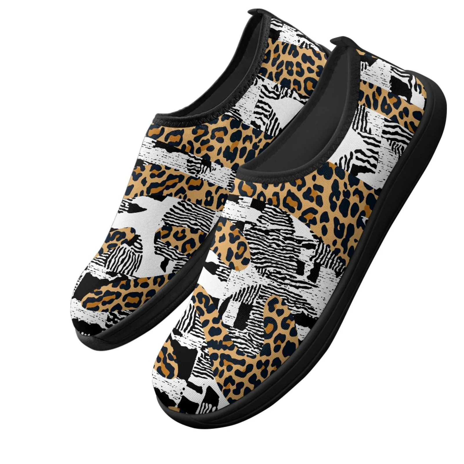 PENSTROLL Comfortable Zero Drop Shoes for Workout Polyester & EVA Barefoot Minimalist Shoes Hiking Shoes Leopard Zebra Print