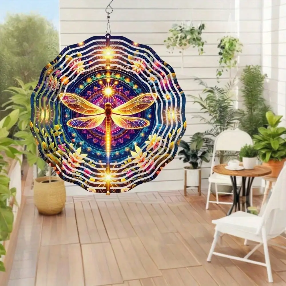 Богемная Мандала Dragonfly Wind Spinner2D из нержавеющей стали, кинетическое искусство, цветочная металлическая скульптура ручной работы для внутреннего и наружного декора