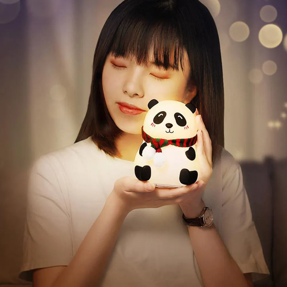 Cute Panda LED Night Light Rechargeable Via USB Power Bank Computer Adapter Bedside Lamp for Bedroom Decor Table Lamp