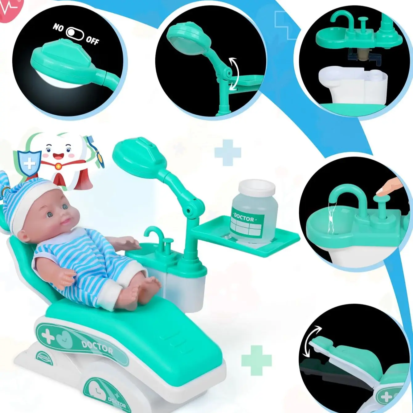Kids Doctor Set Dentist Nurse Pretend Play Toys Simulated Stethoscope Medical Tool Kit Medical Role Play Accessories Fun Gifts ﻿