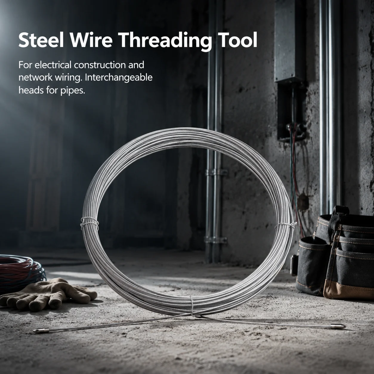 Wire Puller Professional Industrial Pipe Threader for Electricians Heavy Duty Steel Fish Tape Network Wiring Tool Durable