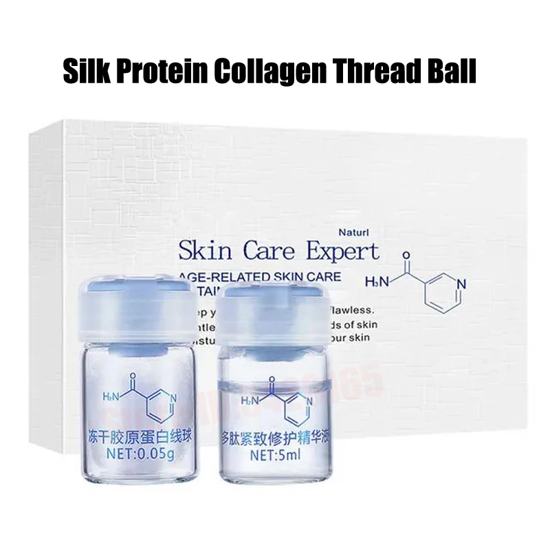 Korea Facial Hydrolyzed Silk Protein Collagen Thread Ball Serum Moisturiz Hydration Lifting Firm Fine lines Essence SkinCare