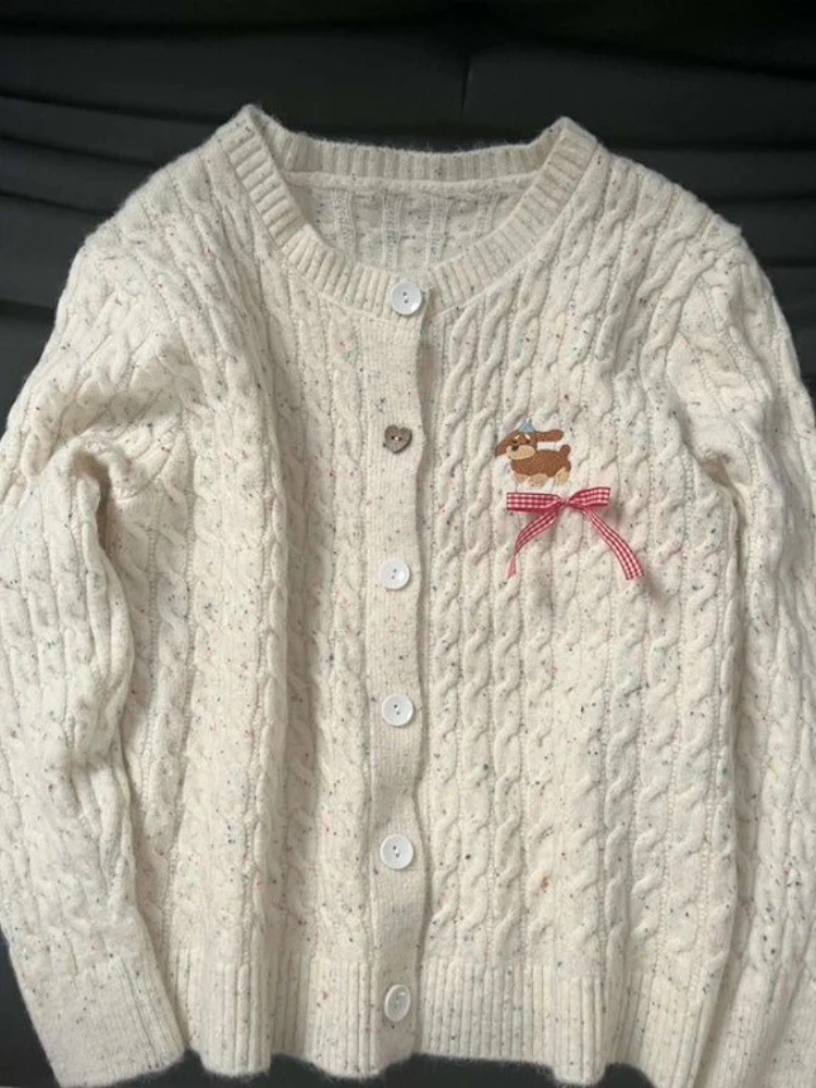 

Deeptown Korean Style Kawaii Knitted Cardigans Women Preppy Style Sweet Cutecore Tops Shoujo Girl Aesthetic Vintage Sweaters