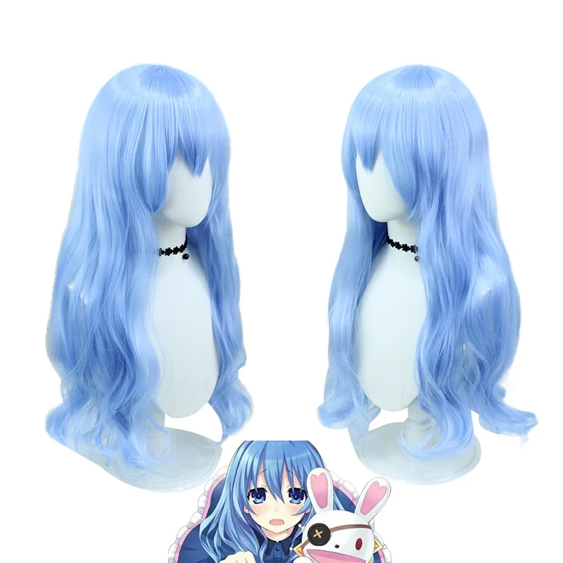 

Dating Battle Yoshino cos Wig Sky Blue Long Curly Hair Heat Resistant Synthetic Hair Wigs