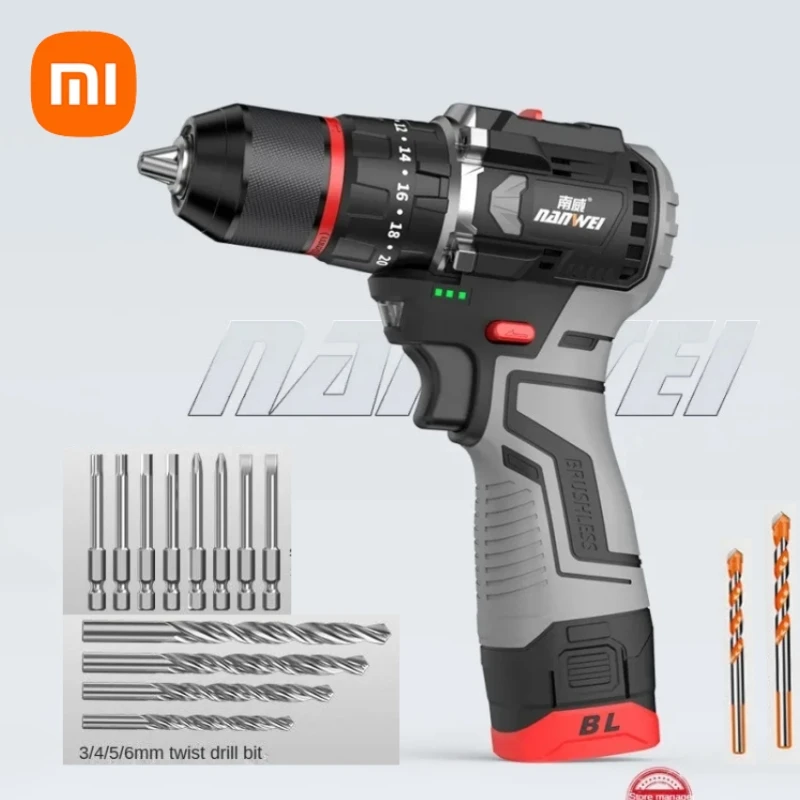 New Xiaomi Nanwei Brushless Lithium Electric Drill Household Pistol Drill Electric Screwdriver Mini Driver Electric Power Tools