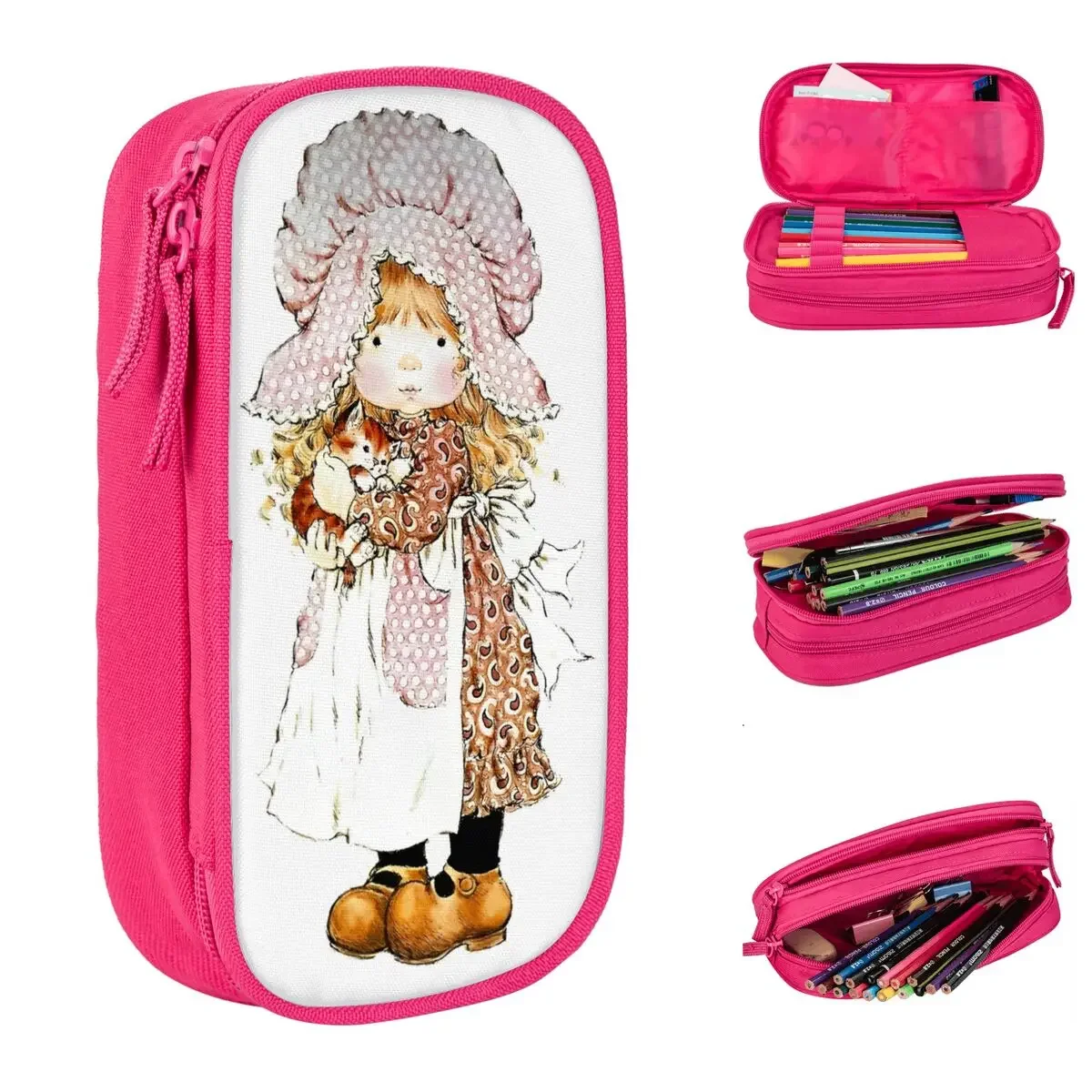 Sarah Kay With Cat Pencil Cases Fun Pen Box Bag Kids Large Storage Office Gift Pencil Pouch