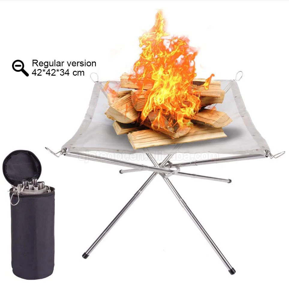 

Outdoor Campfire Portable Folding Firewood Bracket Barbecue Grill Stainless Steel Fire Net Camping Tools Fire Place